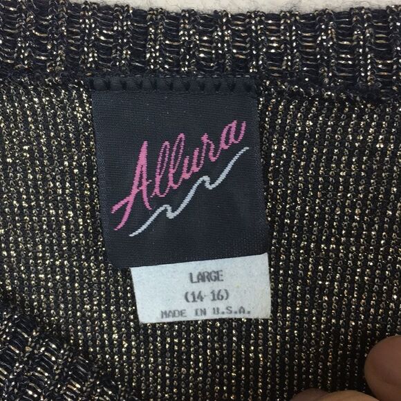 Vintage Black & Gold Floral Sweater- Size Large - Picture 3 of 6